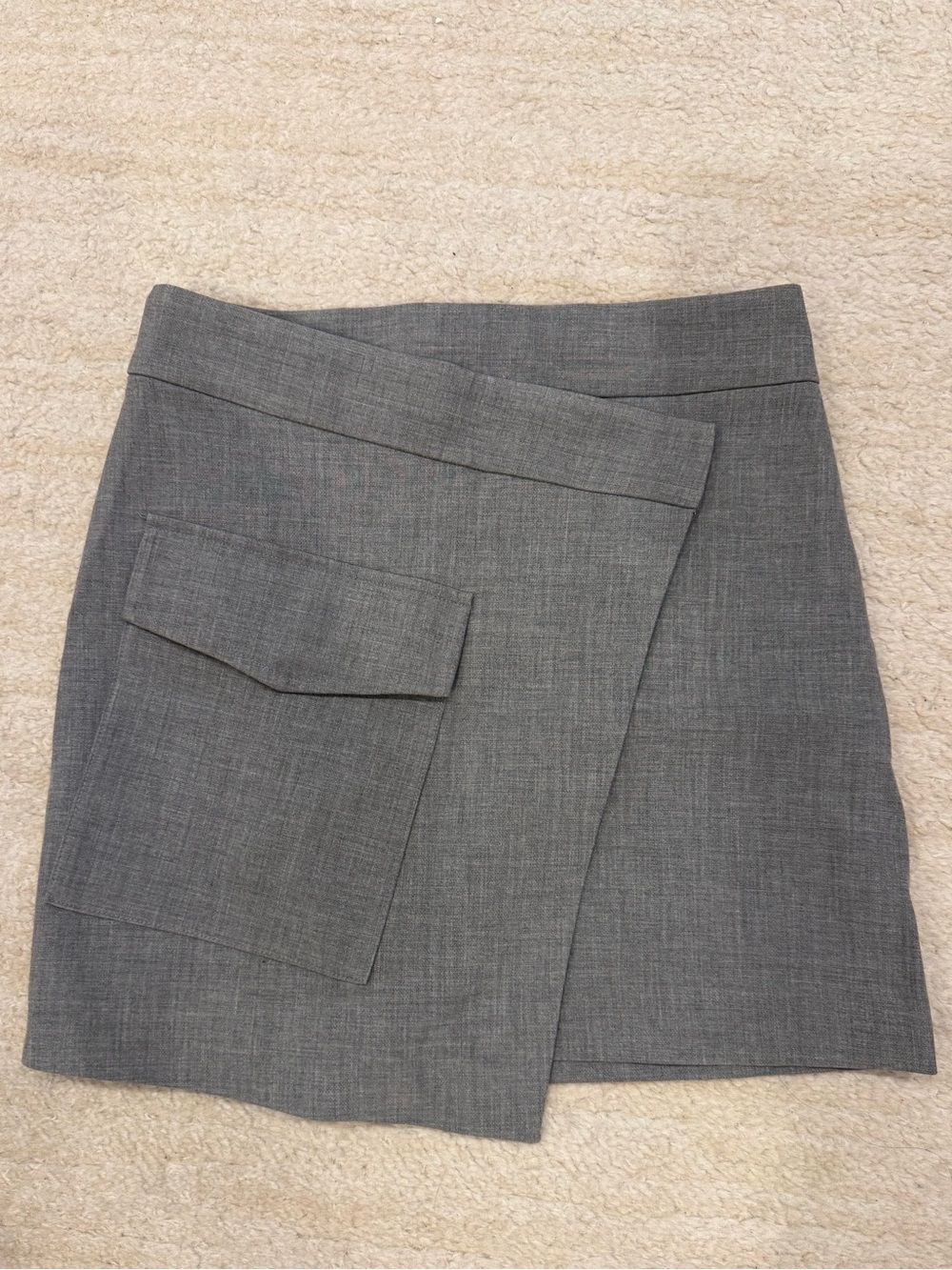 Babaton Gray Wrap Mini Skirt